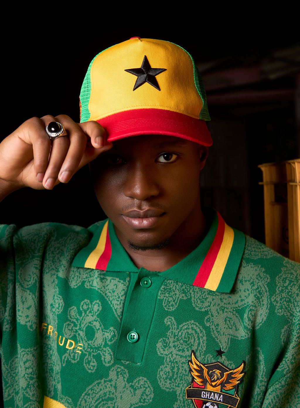 AFRITUDE Signature Trucker Hat - Black Stars Edition