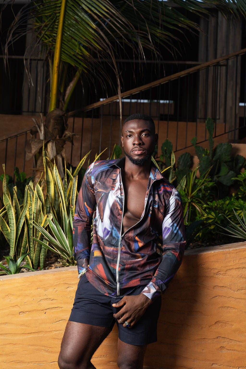 ZIP-UP SHIRT - "AFRICAN ART"