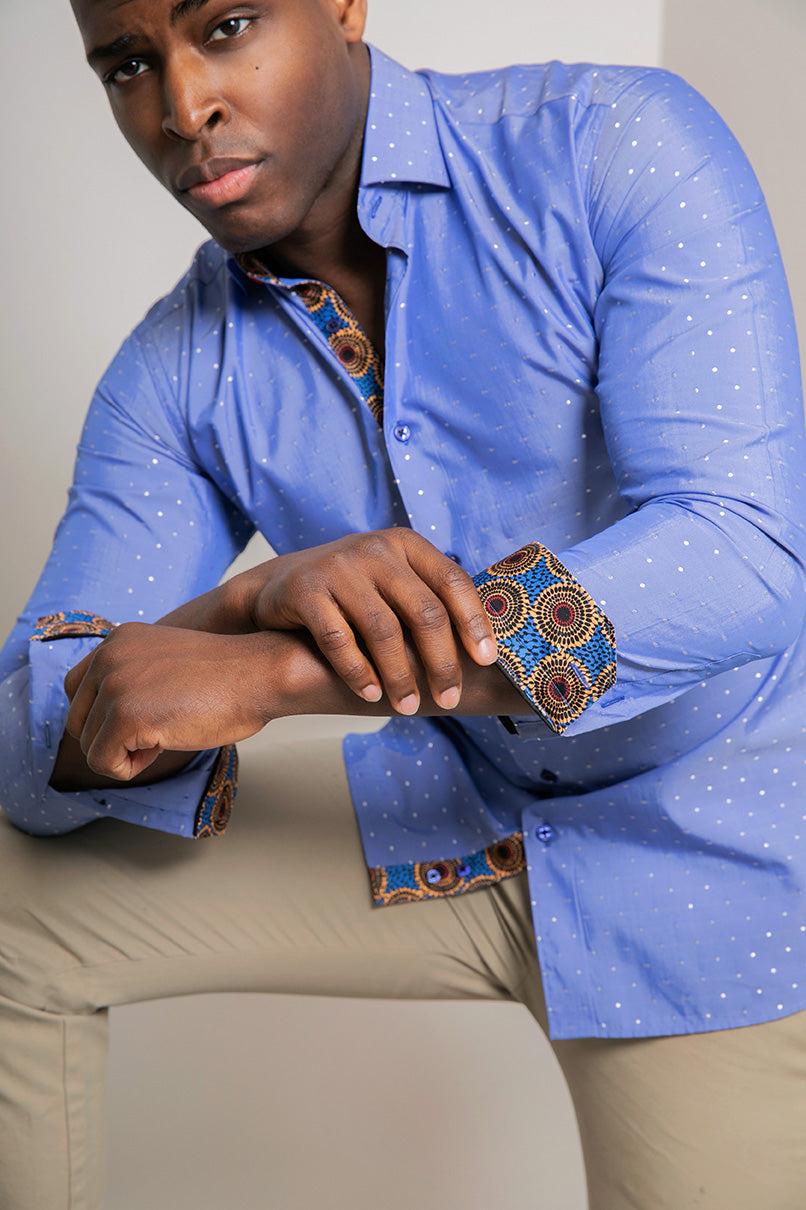 CAMISETA "KENTE AZUL DE PUNTOS"