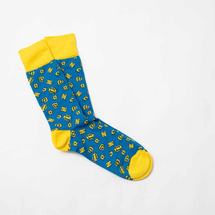 CALCETINES DE DISEÑO "ADINKRA" - AZUL/AMARILLO